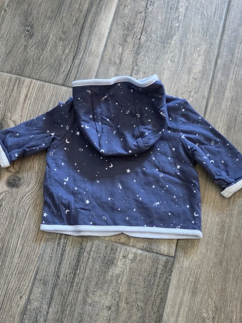 GAP Baby NWT 0-3 Months Reversible Navy Star & Moon Hooded 2-Piece Set